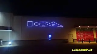 ICA Maxi   Reklamprojicering med laser mot fasad