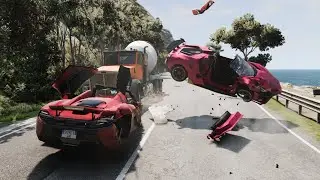 High Speed Supercar And Truck Accidents - BeamNG.Drive