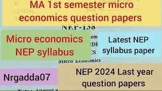 MA 1st semester Economics question papers of NEP 2024 l Micro economics l MA economics syllabus NEP 