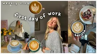 FIRST DAY OF WORK {weekly vlog} Barista job, autumn coziness, knitting a hat, sitting a cat...