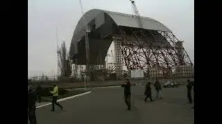 Chernobyl, chronicle. Visit to reactor 4. Walk near the reactor, radiation. Documentary video.