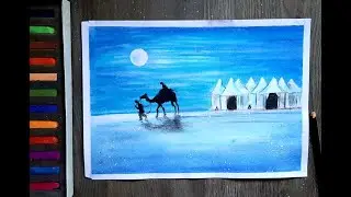 White Desert Scenery Drawing With Soft Pastels - Easy Scenery Drawing For Beginners