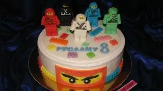 Торт Лего Ниндзяго /LEGO Ninjago cake. Лепим Нинзяго из Мастики.