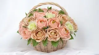 Master Class. A bouquet of roses from candies in a basket.