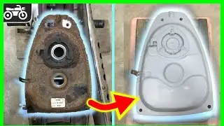 Repair motorcycle tank dents and rust with putty filler