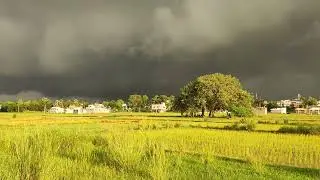 Train passing through dark cloud 🚉