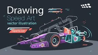 Racing car F1- Speed Art Drawing vector illustration