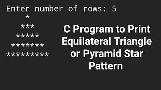 C Program to Print Equilateral Triangle or Pyramid Star Pattern #codingtutorial #codinginterview