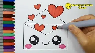Como desenhar o CARTA DO AMOR KAWAII ❤️ passo a passo, fácil e rápido ✔️