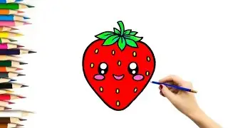 Strawberry Drawing || How to Draw Cute Strawberry Fruit Step by Step || Easy Strawberry Drawing..