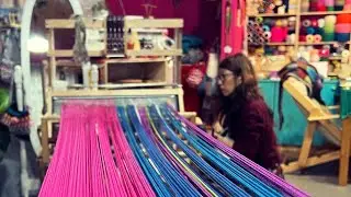 4축베틀 날실 감기. 4shaft loom warping