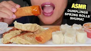 ASMR DUMPLINGS, SHUMAI, SPRING ROLLS EATING SOUNDS - NO TALKING