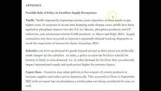 Cautionary Scientific Analysis: Agronomy Notes on Fertilizer and Food Crises