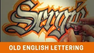Airbrushed Old English name design