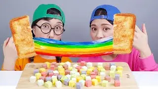 Радужный тост Радужный сырный десерт Мукбанг ДОНА DONA