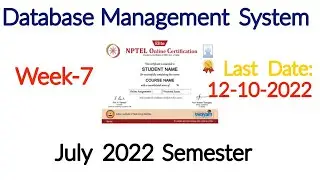 NPTEL Week 7 Database Management System Assignment 7 Answers | DBMS Week-7 Quiz Answers 2022 | NPTEL