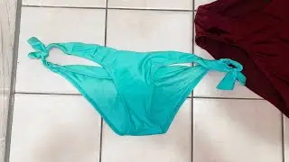 Flushing blue bikini panties