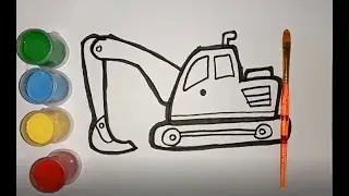 EXCAVATOR DRAWING 🚧HOW TO DRAW EXCAVATOR LETS LEARN🚧COLOR AND PAINT EASY