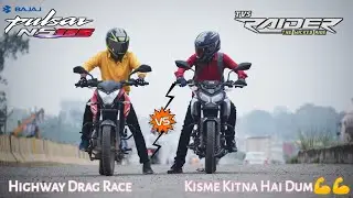 TVS Raider 125 Vs Bajaj Pulsar NS 125 | Drag Race | Full Race  Shocking Results | UP65 Racers