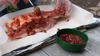 The RIBS on the COALS. Recipe for grilled pork ribs. The ribs on the coals.
