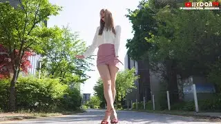 Reason I'm Waiting for Spring! | Lovely White Blouse & Pink Mini Skirt with Tan Pantyhose