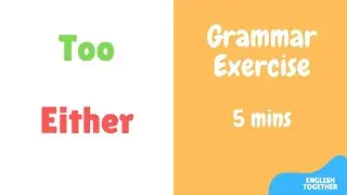 Too and Either exercises: Grammar exercise with answers for beginners