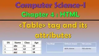 Class 12th Computer Science - I : Chapter 4: HTML | Table tag and its attributes |