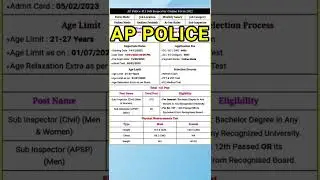 AP Police notification 2022 latest news || Sub Inspector || 