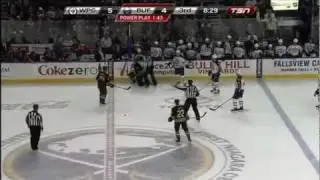Jim Slater levels Tyler Myers [HD] {Dual-Feed}