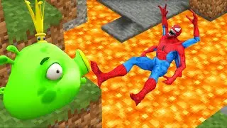 Ragdolls GTA5 | SPIDERMAN vs ANGRY BIRDS in Minecraft World ep.18  [Funny Moments]