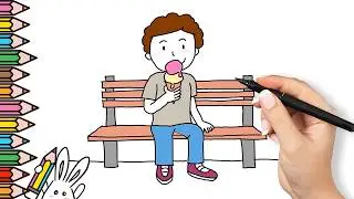 How to make a drawing boy eating ice cream