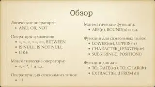 Начальный курс SQL.Обзор функций и операторов