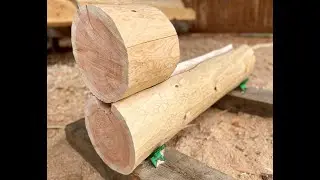 Cutting out the Belly Groove tutorial/demonstration; how to build a log cabin. #cabinbuild #logcabin