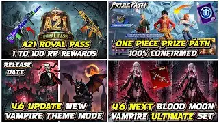 4.6 NEXT ONE PIECE PRIZE PATH 😍| NEW A21 ROYAL PASS FULL LOOK 🎃| NEXT VAMPIRE ULTIMATE SET🧛‍♀️ PUBGM