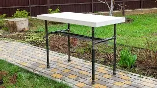 White concrete table in loft style | Concrete countertop do it yourself | DIY furniture