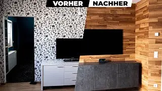 💥 DIY: Cover a wall with wood - easy with MEGA EFFECT!