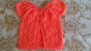 Ажурный кардиган спицами для годовалой девочки. Завершение