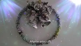 NEWSPAPER CHRISTMAS REEF AND BELL,CHRISTMAS DECORATION.NEWSPAPER ART AND CRAFT.NEWSPAPER CRAFT IDEAS