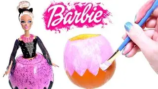 How To Make a DIY Halloween Barbie Pumpkin | Barbie Doll Halloween Crafts for Kids on DCTC