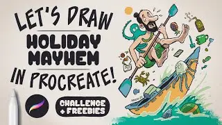 Let's Draw Holiday Mayhem | Art Challenge + Procreate freebies 🎨🖌