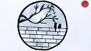 birds scenery drawing | birds drawing | how to draw a bird | loving birds drawing | love birds