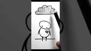 КАК нарисовать человека под дождем #shorts