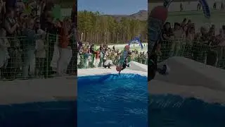 Манжерок. Прыжки в бассейн. Фронтфлип. Трюк на сноуборде