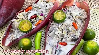 Kilawing Puso ng Saging (Banana Flower à la Ceviche) - Banana Blossom Recipe Filipino