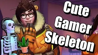 Spooky Cute Gamer Skeleton Plays Overwatch