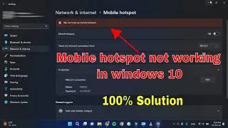 mobile hotspot not working in windows 10 | How to Fix Mobile Hotspot Not Working Windows 10