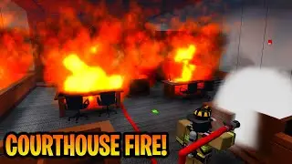 COURT HOUSE CATCHES FIRE WITH PEOPLE INSIDE! *HUGE FIRE REKINDLE* CRP Maple County Roleplay