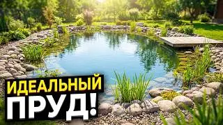 Как сделать пруд на даче своими руками.Пруд из баннера.Пруд с плёнкой. Пруд на своём участке.