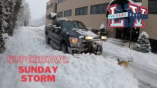 Super Bowl Sunday Storm- Snow Plowing, Salting _Vlog 11
