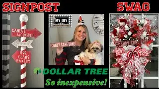 Christmas Swag out of Dollar Tree Christmas Trees | Christmas Signpost DIY | Dollar Tree DIY